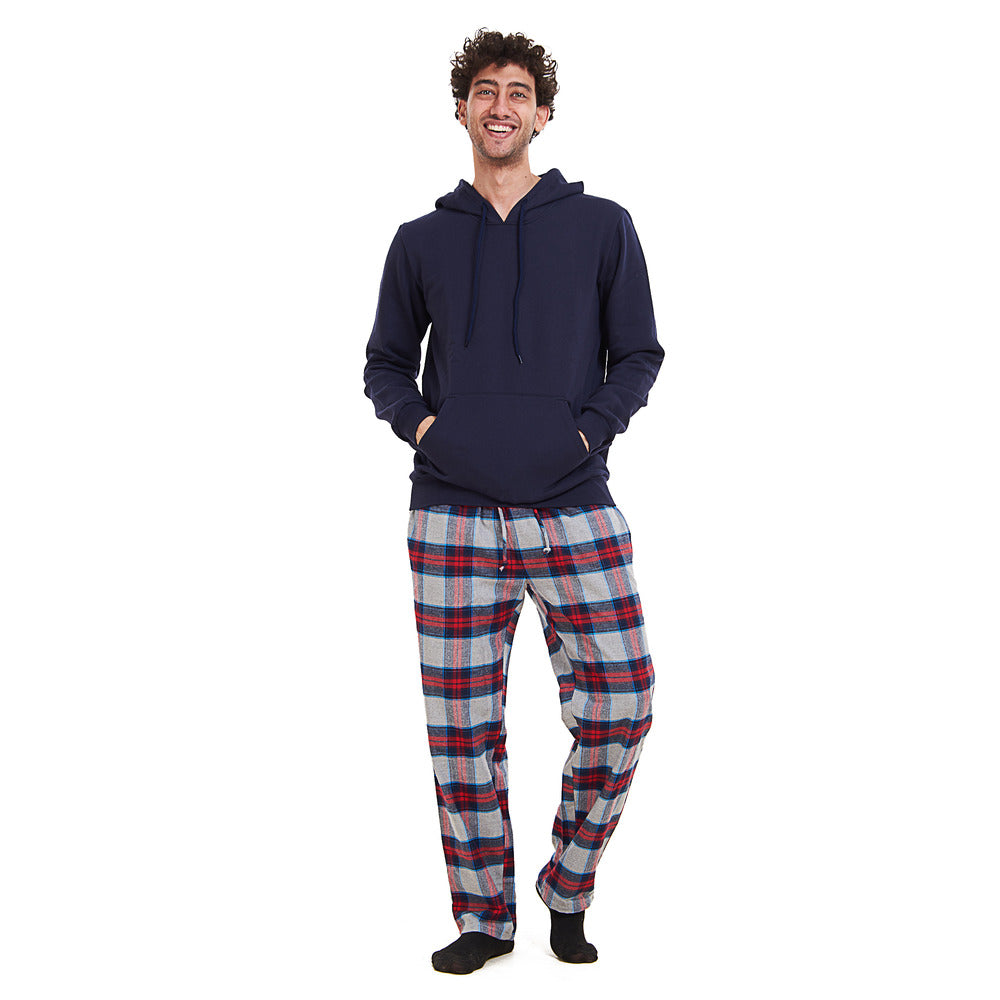 Men Winter Pajama Set Dark blue Hoodie + Red x Dark blue Checkered Pan Snuggs Egypt