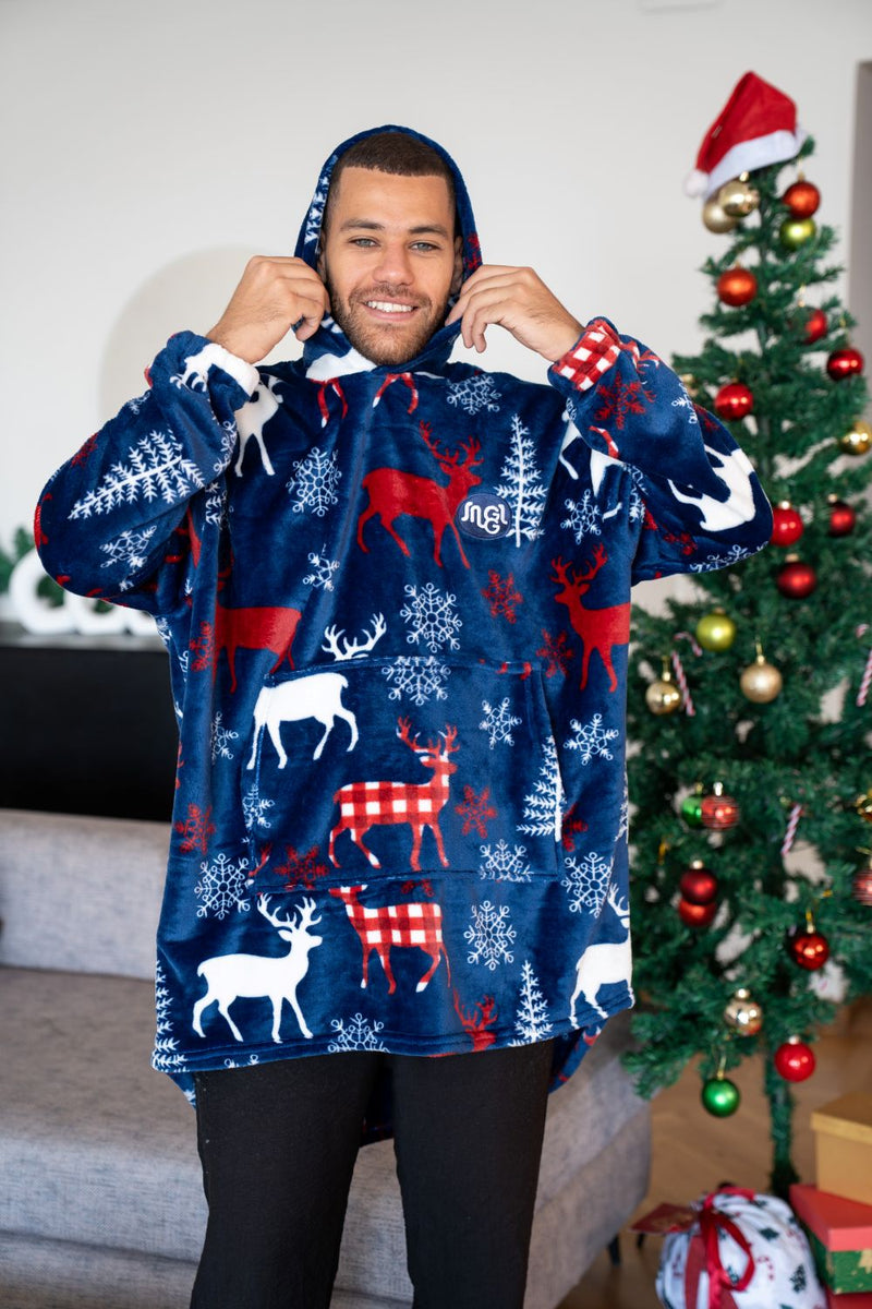 Snuggs Blanket Hoodie Dark Blue Deer – Snuggs Egypt