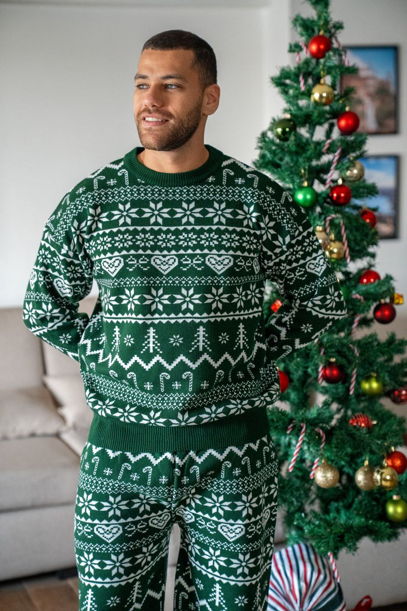 Snuggs Men winter Knit pajama Dark Green – Snuggs Egypt