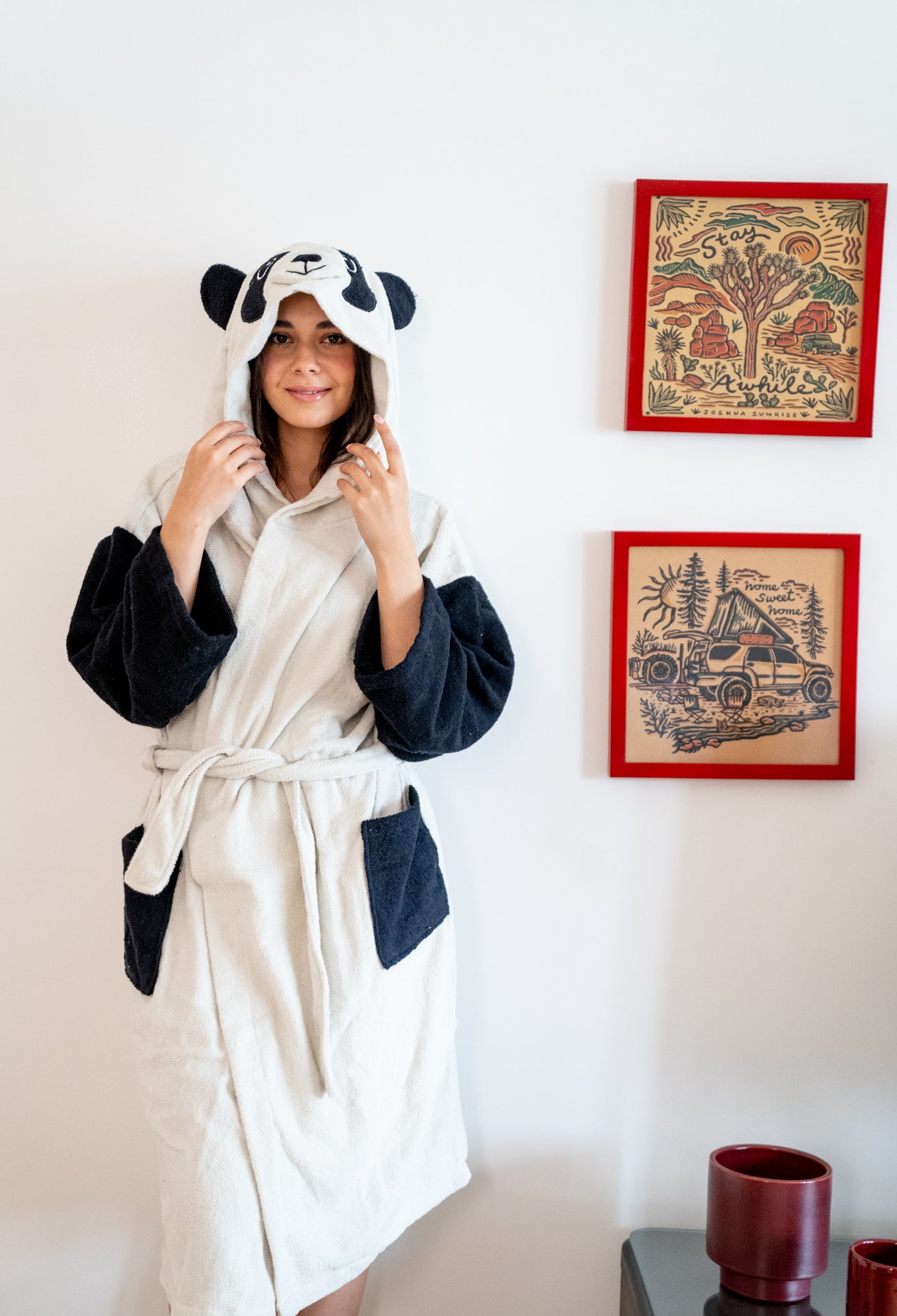 chinese dress ladies PANDA HOODED WRAP GOWN  Dunns