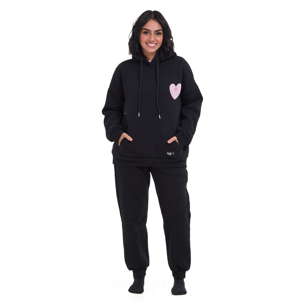 Women Black Self Love Era Oversize Hoodie Set – Snuggs Egypt