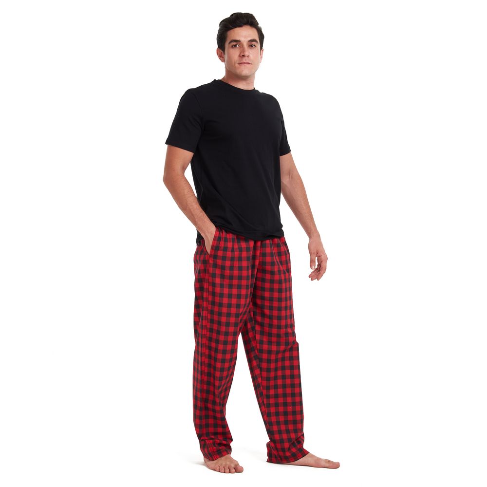 Red and black hot sale checkered pants mens